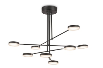 Immagine di Lampadario Nero Fad 8 Dischi Led Orientabili Maytoni