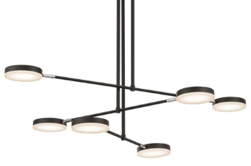 Immagine di Lampadario Moderno Nero Dischi Orientabili Led 38w 3000k Fad Maytoni