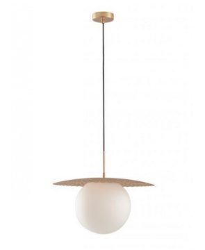 Immagine di Sospensione Design Metallo Oro Sfera Bianca Chaplin 45 cm Fan Europe
