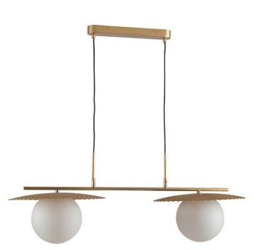 Immagine di Lampadario Design Sfere Vetro Metallo Oro 2 Luci Chaplin Fan Europe