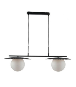Immagine di Lampadario Design Sfere Vetro Metallo Nero 2 Luci Chaplin Fan Europe