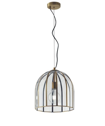 Immagine di Sospensione Vintage Metallo Ottone e Vetro Chester L Fan Europe