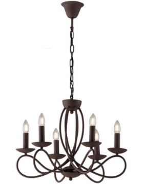 Immagine di Lampadario A Sospensione Stile Rustico 6 Luci Corten Ginevra Fan Europe