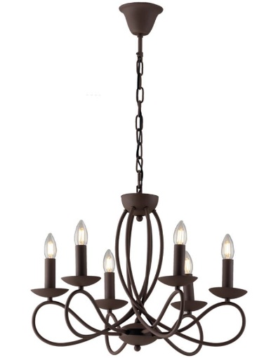 Immagine di Lampadario A Sospensione Stile Rustico 6 Luci Corten Ginevra Fan Europe