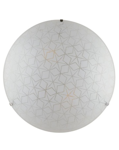 Immagine di Plafoniera Rotonda Vetro Bianco Granigliato Decoro Stella Esagram PL50 Fan Europe