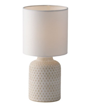 Immagine di Lampada Tavolo In Ceramica Decorata Rombi Bianca Per Salotto Ravello Fan Europe