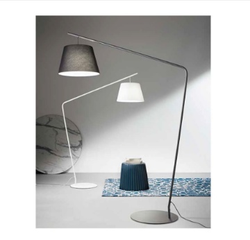 Immagine di Piantana Ad Arco Base Effetto Marmo Con Paralume Tessuto Per Salotto Velvet Ondaluce