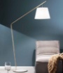 Immagine di Piantana Ad Arco Base Effetto Marmo Con Paralume Tessuto Per Salotto Velvet Ondaluce