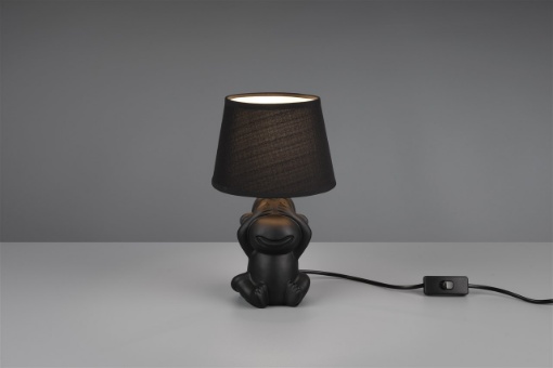 Immagine di Lume Da Tavolo Abu Scimmietta "Non Vedo" Ceramica Nera Trio Lighting