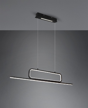 Immagine di Sospensione Lineare Nera Moderna per Ufficio Aick Led Switch Dimmert Trio Lighting