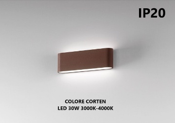 Immagine di Applique Slim Doppia Luce LED 30w Wallet IP20 Corten Per Interni Isyluce 512