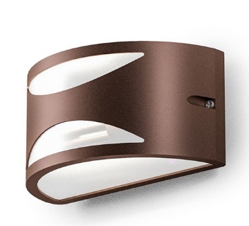 Immagine di Applique Per Esterni Curva Marrone Biemissione IP54 GES1042 Gea Led