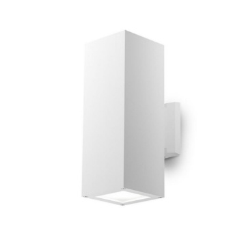 Immagine di Applique Da Esterno Quadrata Biemissione E27 Amon Bianco GES1017 Gea Led
