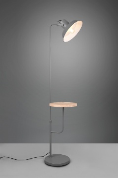 Immagine di Piantana Industrial Asta Telescopica Mensola Portaoggetti Legno Butler Trio Lighting