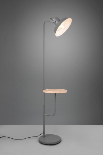 Immagine di Piantana Industrial Asta Telescopica Mensola Portaoggetti Legno Butler Trio Lighting