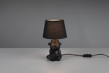 Immagine di Lumetto Scimmietta "Non Parlo" Nera Chita Ceramica con Paralume Trio Lighting