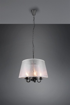 Immagine di Lampadario Salone Paralume Organza 5 Luci Bianco Cima Trio Lighting