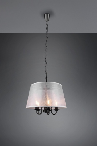 Lampadario Salone Paralume Organza 5 Luci Bianco Cima Trio Lighting