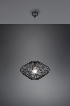 Immagine di Lampadario Sospensione Gabbia Metallo Nero Cobain Trio Lighting