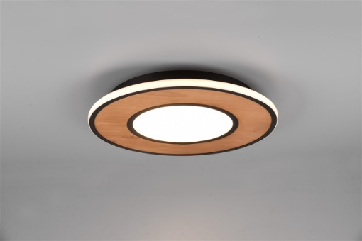 Immagine di Plafoniera da Soffitto Legno Led Switch Dimmer Deacon Ø50 cm Trio Lighting