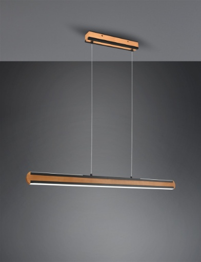 Immagine di Lampadario Lineare Ufficio Doppia Emissione Led Deacon Legno Trio Lighting