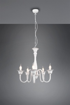 Immagine di Lampadario Bianco 5 Bracci Catena Regolabile Elsa Ø56 cm Trio Lighting