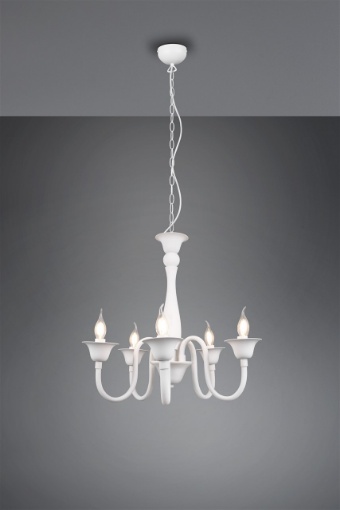 Immagine di Lampadario Bianco 5 Bracci Catena Regolabile Elsa Ø56 cm Trio Lighting