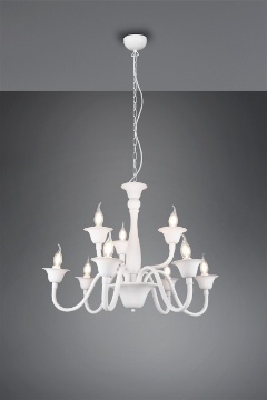 Immagine di Lampadario Bianco Sala Da Pranzo 9 Luci Catena Regolabile Elsa Trio Lighting