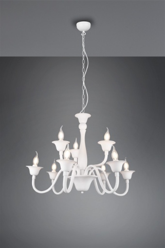 Immagine di Lampadario Bianco Sala Da Pranzo 9 Luci Catena Regolabile Elsa Trio Lighting