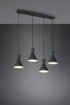 Immagine di Sospensione Lineare Per Tavolo Coni Metallo Nero 4xE27 Enzo Trio Lighting