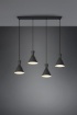 Immagine di Sospensione Lineare Per Tavolo Coni Metallo Nero 4xE27 Enzo Trio Lighting