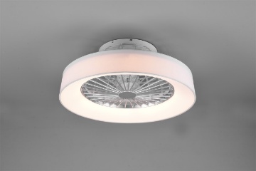 Immagine di Ventilatore Tessuto Bianco Led Dimmer Cambio Colore Farsund Trio Lighting
