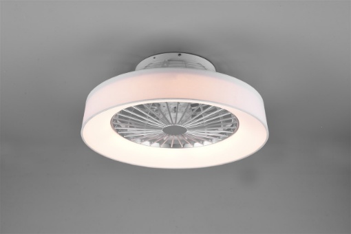 Immagine di Ventilatore Tessuto Bianco Led Dimmer Cambio Colore Farsund Trio Lighting