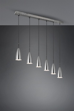 Immagine di Sospensione Lineare Bancone Bar Farin 6 Coni Nichel Trio Lighting