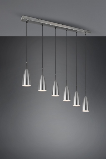 Immagine di Sospensione Lineare Bancone Bar Farin 6 Coni Nichel Trio Lighting