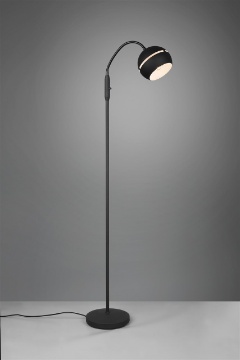 Immagine di Piantana Braccio Flessibile con Paralume Sfera Nera Fletcher Trio Lighting