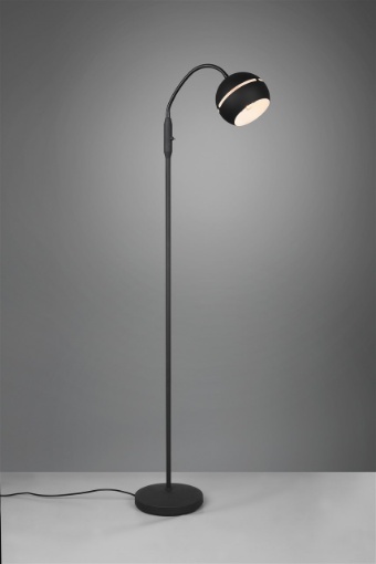 Immagine di Piantana Braccio Flessibile con Paralume Sfera Nera Fletcher Trio Lighting