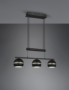 Immagine di Lampadario Nero Barra Bilanciere Fletcher 3 Sfere Trio Lighting