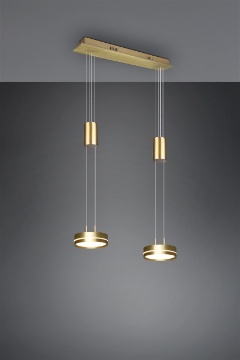 Immagine di Sospensione Bilancieri Doppio Disco Led Switch Dimmer Franklin Ottone Trio Lighting