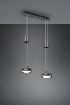 Immagine di Lampadario Isola Doppio Disco Led Sospeso Franklin Antracite Trio Lighting