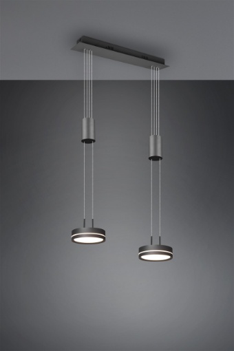 Immagine di Lampadario Isola Doppio Disco Led Sospeso Franklin Antracite Trio Lighting
