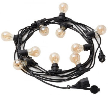 Immagine di Catena Luminosa Giardino 10 Metri Nero 10xE27 IP44 Andromeda Gea Led