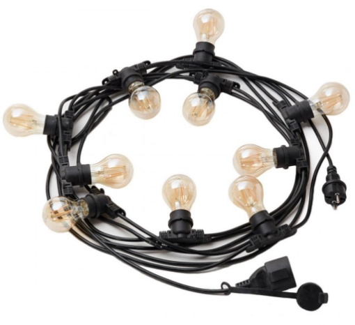 Immagine di Catena Luminosa Giardino 10 Metri Nero 10xE27 IP44 Andromeda Gea Led