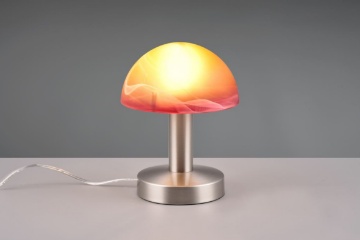Immagine di Lumetto Nichel Sensore Touch Fynn II Paralume Vetro Arancione Trio Lighting