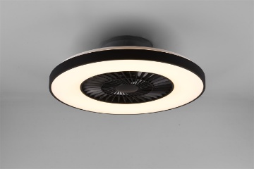 Immagine di Lampadario Ventilatore Led Dimmer Cambio Colore Halmstad Nero Trio Lighting