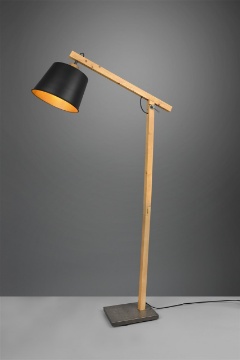Immagine di Piantana Fusto Legno Regolabile e Paralume Nero Harris Trio Lighting