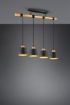 Immagine di Lampadario Barra Legno 4 Paralumi Nero Oro Harris Trio Lighting