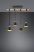 Immagine di Lampadario Barra Legno 4 Paralumi Nero Oro Harris Trio Lighting