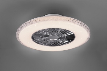 Immagine di Lampadario Ventilatore Led Dimmerabile Harstad Cromo Trio Lighting