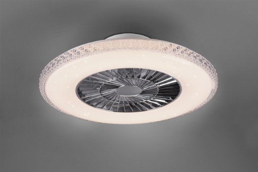 Immagine di Lampadario Ventilatore Led Dimmerabile Harstad Cromo Trio Lighting